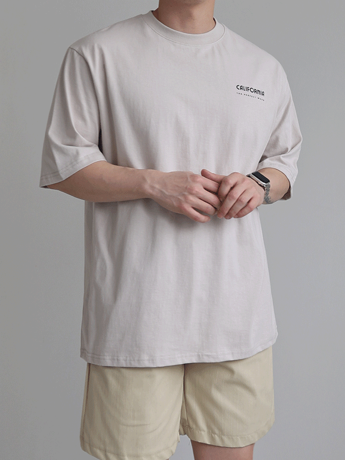 캘리 오버핏 여름 반팔 티셔츠 _(4color)